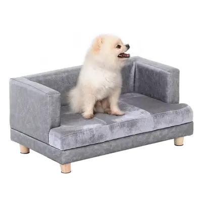 PawHut Dog Sofa Pet Lounge Bed w/ Anti-slip Legs for Small-Sized Dogs - Grey