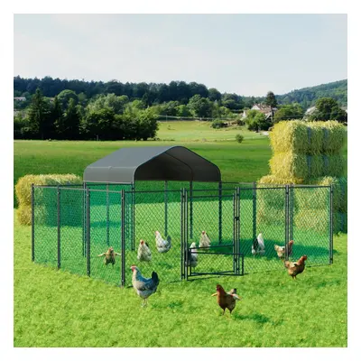 Walk-in Chicken Coop Run Large Metal Hen House Poultry Duck Fence