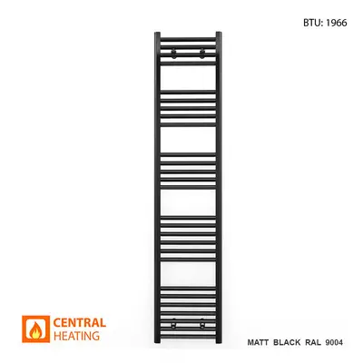 (Straight Black Valves, x 1600mm (BTU: )) 300mm Wide Black Towel Rail Radiator With Valves