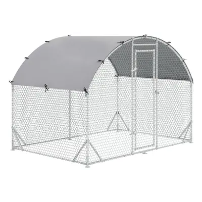 PawHut Walk-In Chicken Run Galvanised Chicken Coop w/ Cover 2.8 x 1.9 x 2m