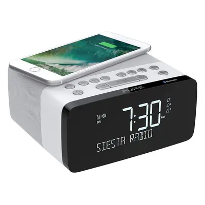 Pure Siesta Charge Bluetooth DAB+/DAB/FM Digital Radio Alarm Clock - Bedside DAB Radio with Qi W