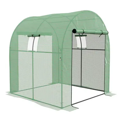 Outsunny 1.8 x 1.8 x 2m Polytunnel Greenhouse with Doors and Mesh Windows