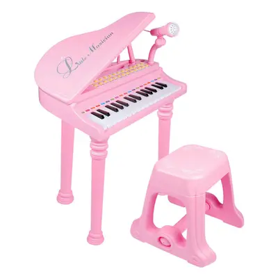 (Pink) The Magic Toy Shop Childs Electronic Keyboard Grand Piano Musical Instrument Toy Micropho