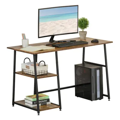 HOMCOM Writing Desk Working Station Home Office Table with Shelves Steel Frame