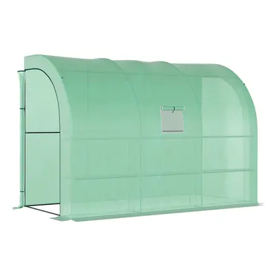 Outsunny Walk-In Tunnel Wall Greenhouse with Windows and Doors, Tiers