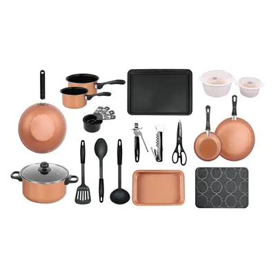 Copper Pcs Kitchen Cookware Saucepan Utensil Pot Pan Bakeware Starter Set