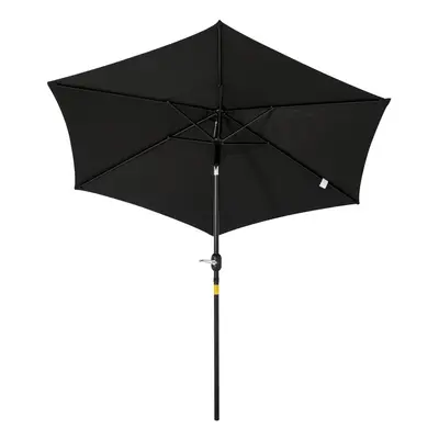 Outsunny Patio Umbrella Parasol Sun Shade Garden Aluminium Black 2.7M