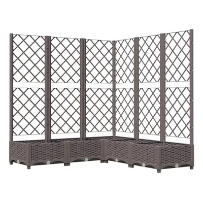 vidaXL Garden Planter with Trellis Brown PP Outdoor Raised Bed Flower Box