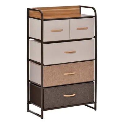 HOMCOM Closet Dresser, Dresser Tower With Linen Fabric Drawers Steel Frame