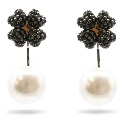 Swarovski Latisha Silver & Black Pearl Earrings