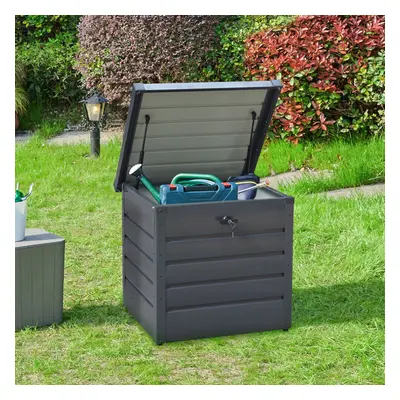 Anthracite Waterproof Metal Outdoor Garden Storage Box Lockable Flat Top L