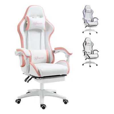 Vinsetto Racing Style Gaming Chair with Reclining Function Footrest, Pink