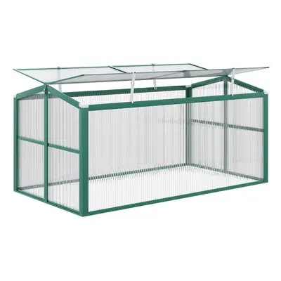 Outsunny Aluminium Cold Frame Greenhouse Planter with Openable Top 130x70x61cm