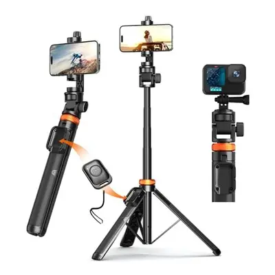 62â Phone Tripod with Remote, Tripod for iPhone & Selfie Stick, High Strength Legs & Extendabl