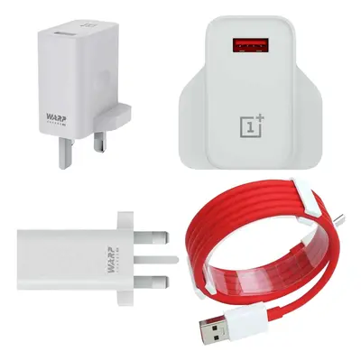 Original OnePlus Warp Charge 30W Power Adapter With Red Dash Data Cable UK