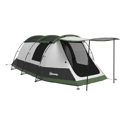 Outsunny Tunnel Tent with Bedroom, Living Room and Porch for Man, Green