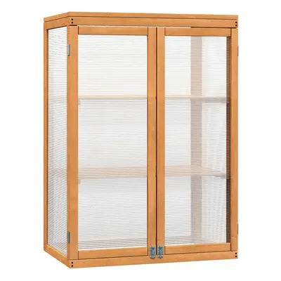 Outsunny Shelves Wooden Cold Frame Grow House Greenhouse Outdoor Plant Storage