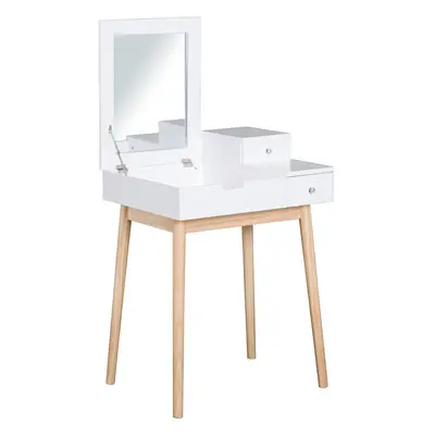 HOMCOM Dressing Table Vanity Desk Flip-up Mirror Drawers, White