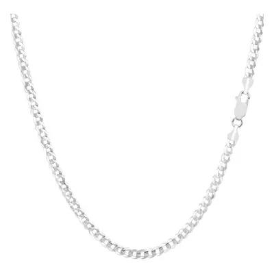 14k White Solid Gold Comfort Curb Chain Bracelet, 2.7mm, 10"