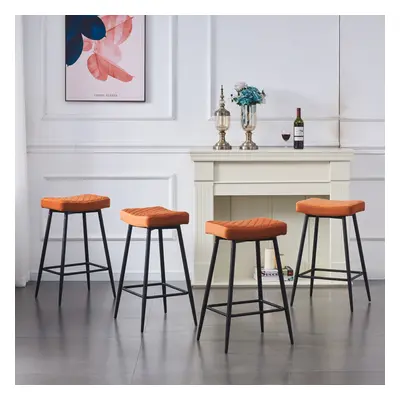 (Orange(Velvet), 4PCS) 2X4X Round Velvet Bar Pub Stools Chairs Seats