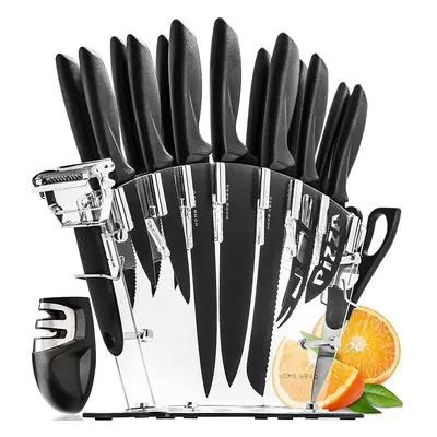 Home Hero Pieces Kitchen Knives Set, Stainless Steel Knives + Acrylic Stand, Scissors, Peeler an