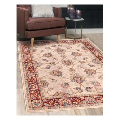 (Cream/Red, Large 160x225 cm (5'3''x7'6'')) Traditional Orient Rug Living Room Bedroom Bordered 