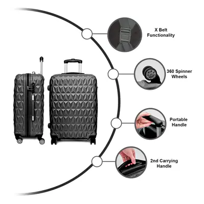 (BLACK) Medium Suitcase Hard Shell Trolley Wheel spinner