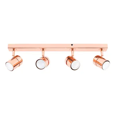 Modern Way Polished Copper Effect Straight Bar Ceiling Spotlight - Complete with 5w LED GU10 Lig