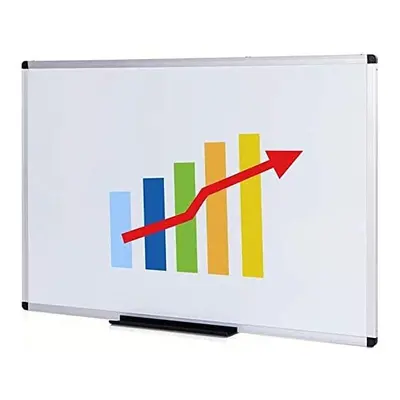 VIZ-PRO Dry Wipe Magnetic Whiteboard, Silver Aluminium Frame, W120xH90CM