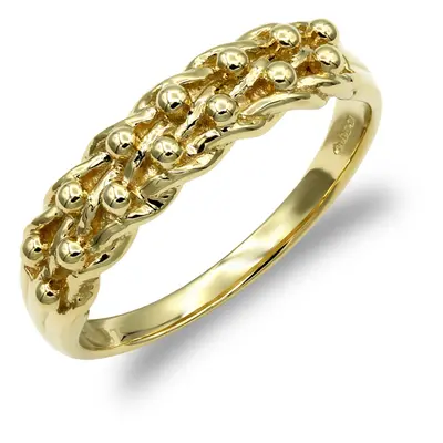 (S) Jewelco London Men's Solid 9ct Yellow Gold Row Keeper Rope Edge Ring