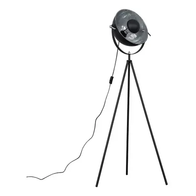 Retro Photography Style Tripod Floor Lamp in a Black Metal Finish