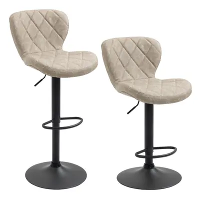 HOMCOM Adjustable Height Bar Stools Set of 2, Swivel Barstools Light Khaki