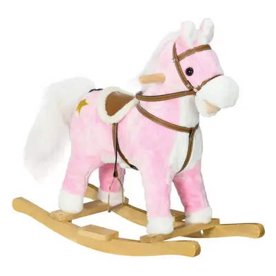 HOMCOM Wooden Ride on Horse, Ride on Pony Gift for Ages Years - Pink