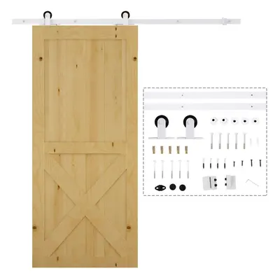 HOMCOM 6FT Steel Sliding Barn Door Hardware Track Kit Rail Roller Track System