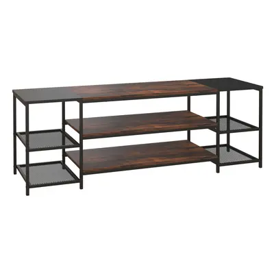 HOMCOM TV Unit Cabinet for TVs up to 60Inches with Shelves Brown and Black