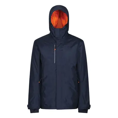 (L, Navy/Magma Orange) Regatta Mens Thermogen Heated Waterproof Jacket