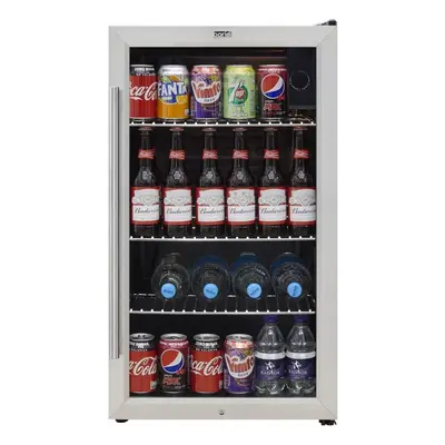 Baridi 80L Wine, Beer & Drinks Fridge Cooler, Thermostat, Stainless Steel/Black