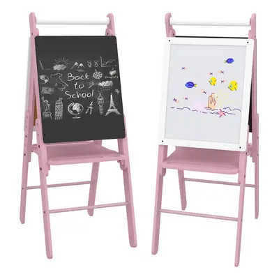 AIYAPLAY Three-in-One Easel for Kids, with Paper Roll, Adjustable Height - Pink