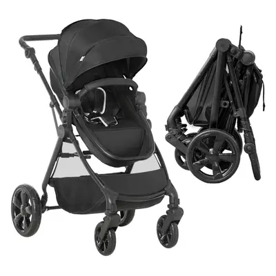 HOMCOM in Pushchair Stroller w/ Reversible Seat Single Hand Foldable Black