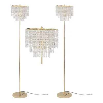 Pair of Cascada - Gold and Acrylic Crystal Jewelled Floor Lamp