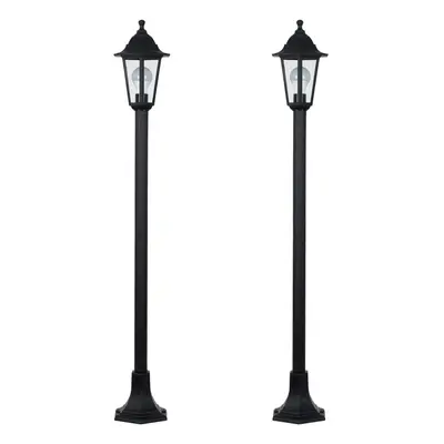 Pair of - Traditional Victorian Style 1.2m Black IP44 Outdoor Garden Lamp Post Bollard Lights - 