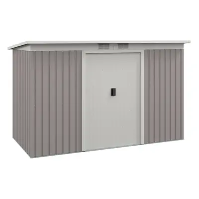 Outsunny x 4FT Metal Garden Storage Shed w/ Door, Light Grey