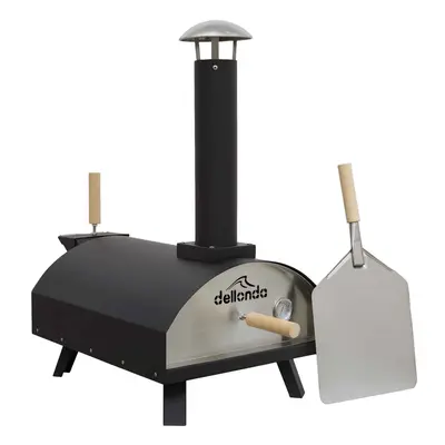 Portable Wood-Fired 14" Pizza Oven and Smoking Oven, Black/Stainless Steel - DG10