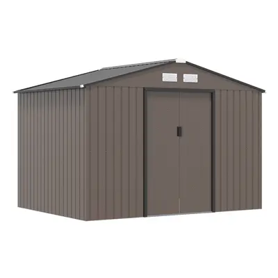 Outsunny X 6FT Storage Garden Shed Sliding Door Galvanised Metal Brown