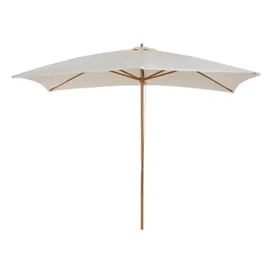 Outsunny Wooden Garden Parasol Sun Shade Patio Umbrella Canopy Cream White