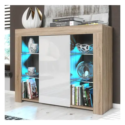 Sideboard 97cm LED Creative Furniture - Oak & White Gloss Doors