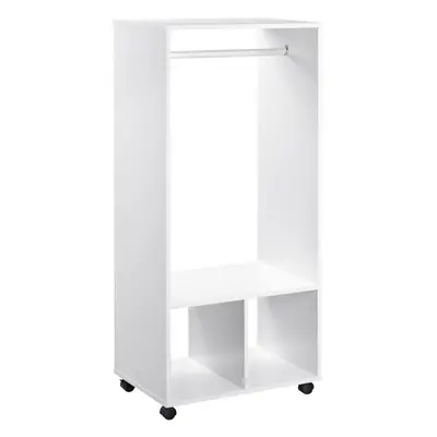 HOMCOM Open Wardrobe Clothes Rail Bedroom Clothes Storage Rod Shelves White