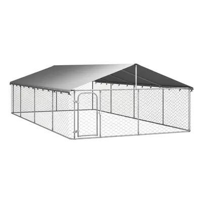 (600 x x cm) vidaXL Outdoor Dog Kennel with Roof Patio Enclosure Dog Cage Dog House Crate