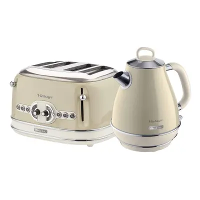 Ariete ARPK19 Retro Style Jug Kettle and Slice Toaster Set, Vintage Design - Cream