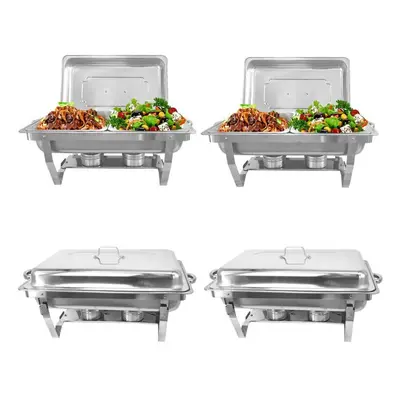 4 pack Chafing Dish Buffet Set Chafers 8QT with Pans for parties